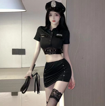 [[พร้อมส่ง]] ชุดแฟนซี cosplay ชุดคอสเพลย์ ชุดตำรวจ Police ชุดสีดำ แบบเซ็กซี่