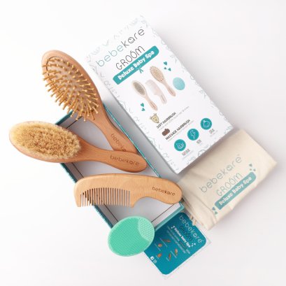 bebekare - Groom 5 Piece All Natural Baby Hair Grooming Kit - เซทเเปรงหวีผมสำหรับเด็กอ่อนเเรกเกิด