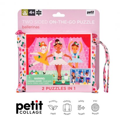 Petit Collage จิ๊กซอว์ต่อได้ 2 ด้าน ลายนักบัลเล่ Two Sided Ballerina On-The-Go Puzzle( 49 ชิ้น)