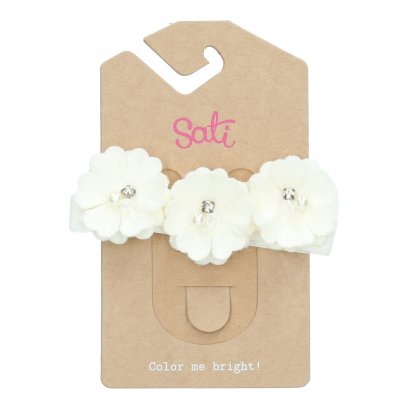 SATI - ผ้าคาดผมดอกไม้สีขาว-ครีม 3 ดอก SM. LY FLOWER WHITE