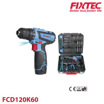 สว่านไร้สาย 12V พร้อมอุปกรณ์เสริม 60 ชิ้น FCD120K60