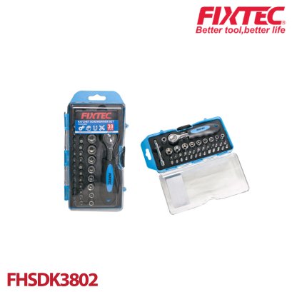 ชุดไขควงประแจบล็อค พร้อมด้ามจับ 38 ชิ้น FIXTEC FHSDK3802
