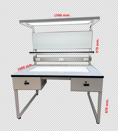 โต๊ะ QC โครงสร้างเหล็กเคลือบสีฝุ่นอบ-ขาว Model : T-12050L2Fp