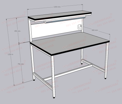 โต๊ะวางงานพร้อมชั้น ชนิดนั่งทำงาน Model : TS-80120