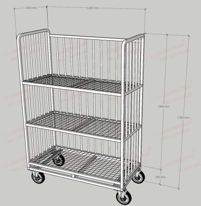 รถเข็นสินค้าชนิด 3 ชั้น  Model : TR25002