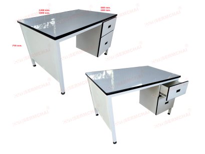 โต๊ะทำงาน OFFICE ลิ้นชัก 2 ชั้น สีขาว Model: FT-50425