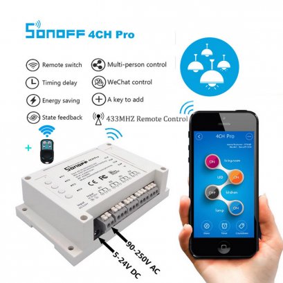 Sonoff 4CH Pro WiFi & Remote control พร้อมรีโมทคอนโทรล