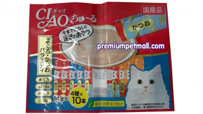 ขนมแมวเลีย Ciao เชี่ยว จากญี่ปุ่น รวมรสทูน่าเนื้อขาว+ทูน่าคัตซึโอะ 40 แท่ง แถม 10 แท่ง