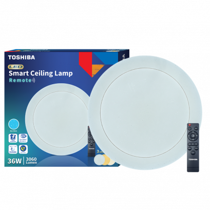 TOSHIBA โคมไฟติดเพดานรุ่นใหม่ล่าสุด LED Smart Ceiling Lamp Remote 36W ปรับได้ 3 แสง เพิ่มลดแสงได้ พร้อมรีโมท มาตรฐาน มอก. หลอดไฟโตชิบา Toshiba
