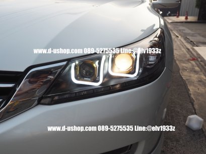 โคมไฟหน้าโปรเจคเตอร์พื้นดำพร้อมวงแหวนตรงรุ่นHonda Accord All New 2013-18