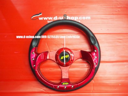 พวงมาลัยแต่งแบบถูก ลาย EVO ก้านสีแดง สำหรับรถทุกรุ่น