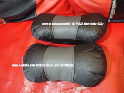 หมอนรองคอหนังสีดำตัดเทา สำหรับรถทุกรุ่น