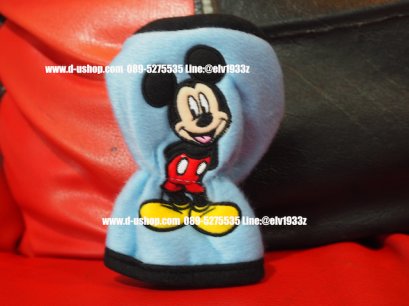 หุ้มเกียร์ผ้าลาย Mickey Mouse สีฟ้าแดง ลิขสิทธิ์แท้ สำหรับรถทุกรุ่น