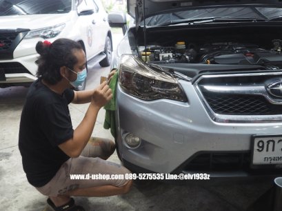 Subaru XV wrapped in green film