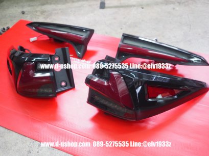 โคมไฟท้ายดำแดงLED ตรงรุ่น Toyota Fortuner ALL NEW 2015-19