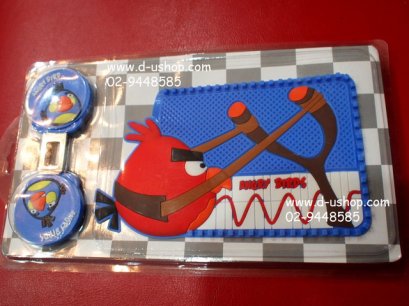 ที่เสียบเบลล์+ยางแผ่นกันลื่น Angry Bird สีแดงรุ่นยิงหนังสติ๊ก สำหรับรถทุกรุ่น
