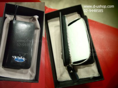 กระเป๋ากุญแจรถยนต์หนังดำแบบมีซิป โลโก้ Ford