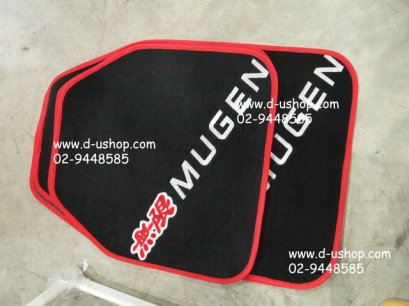 พรมปูพื้นรถยนต์สำเร็จรูป Size มาตรฐาน พื้นดำปัก Mugen สำหรับรถทุกรุ่น