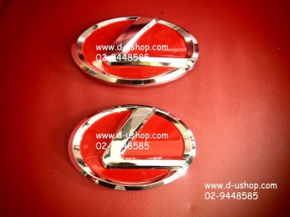 โลโก้แต่งลาย Lexus พื้นแดง สำหรับรถ Toyota ทุกรุ่น