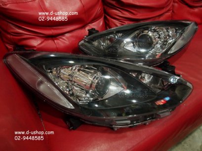 โคมไฟหน้าโปรเจคเตอร์พื้นดำ Depo สำหรับ Mazda2 4/5ประตู