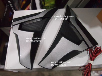 ครอบไฟแก้มสีบอร์นเงินมีไฟ LED สีฟ้าสำหรับรถทุกรุ่น