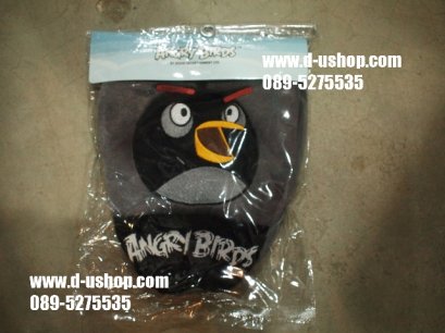 ผ้าคลุมหัวเบาะ ลาย Angry Bird สีเทาดำ สำหรับรถทุกรุ่น