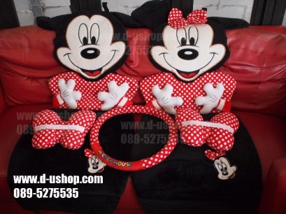 ชุดผ้าคลุมเบาะลาย  Mickey Mouseสีแดง สำหรับรถทุกรุ่น