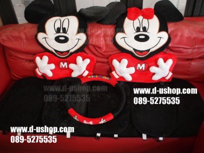ชุดผ้าคลุมเบาะลาย  Mickey MouseสีแดงดำVer.2 สำหรับรถทุกรุ่น