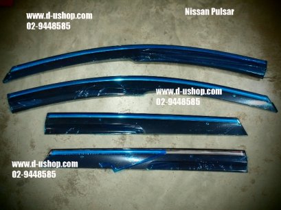 กันสาดสีดำปั๊มโลโก้ ขอบโครเมียม Nissan Pulsar