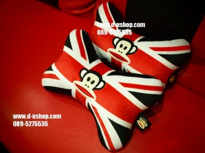 หมอนรองคอลาย Paul Frank สีดำรุ่นลายธงชาติอังกฤษ สำหรับรถทุกรุ่น