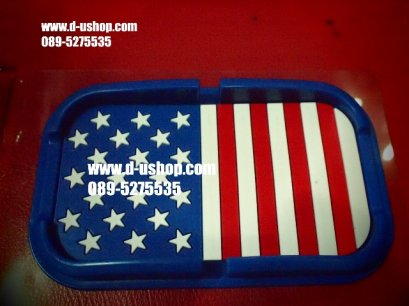 แผ่นรองกันลื่นหน้าคอนโซลรถ ลายธงชาติอเมริกาสีฟ้า รุ่นเล็ก