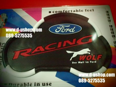 แผ่นรองกันลื่นหน้าคอนโซลรถ ลายโลโก้ Ford Racing