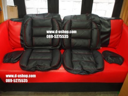ชุดหุ้มเบาะหนังดำด้ายแดงสำเร็จรูปสำหรับรถทุกรุ่น
