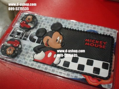 ที่เสียบเบลล์+ยางแผ่นกันลื่น Micky Mouse สีดำสำหรับรถทุกรุ่น