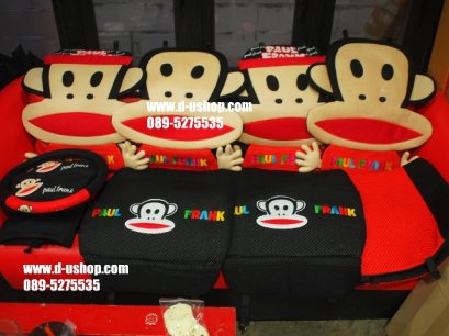 ชุดผ้าคลุมเบาะลาย Paul Frank สีดำแดง Ver.3 สำหรับรถทุกรุ่น