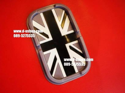 แผ่นรองกันลื่นหน้าคอนโซลรถ ลายธงชาติอังกฤษเทาดำ