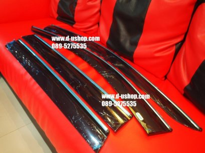 กันสาดสีดำปั๊มโลโก้ ขอบโครเมียม Nissan Xtrail New 2014