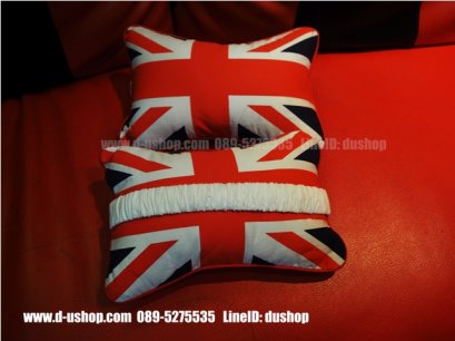 หมอนรองคอผ้าลายธงชาติอังกฤษออริจินัล แดงน้ำเงิน สำหรับรถทุกรุ่น