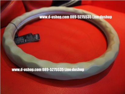 หุ้มพวงมาลัยหนังสีครีมล้วน สำหรับรถทุกรุ่น