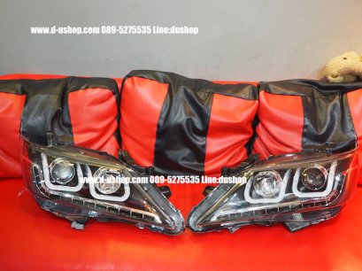 โคมไฟหน้าโปรเจคเตอร์พื้นดำวงแหวนสี่เหลี่ยม Toyota Camry New 2012-2015