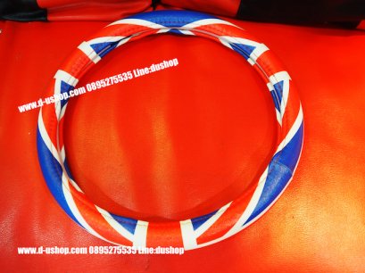 หุ้มพวงมาลัยหนังลายธงชาติอังกฤษแดงน้ำเงินออริจินัล สำหรับรถทุกรุ่น