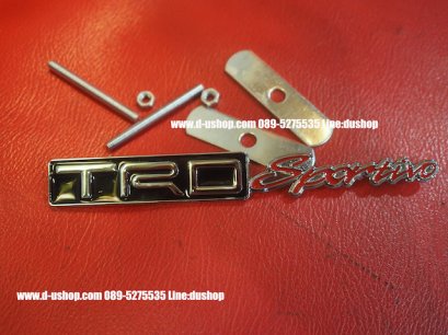 โลโก้ TRD Sportivo  พื้นดำตัดแดงติดกระจังหน้าสำหรับโตโยต้าทุกรุ่น