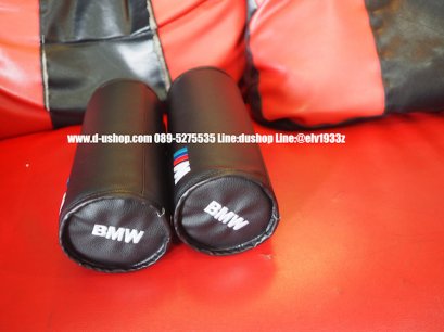 หมอนรองคอหนังดำโลโก้ BMW สำหรับรถทุกรุ่น