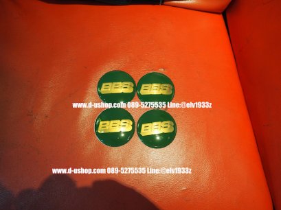 ดุมล้อโลโก้ BBS พื้นเขียวอักษรสีทอง สำหรับรถทุกรุ่น