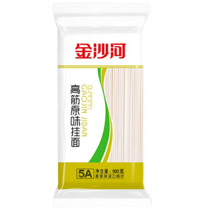 บะหมี่เส้นแบนข้าวสาลี ตราจินซาเหอ 900 กรัม