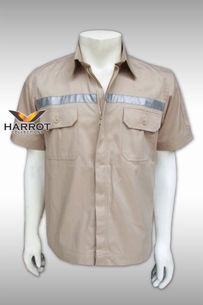 Beige Short Sleeve Shop Shirt