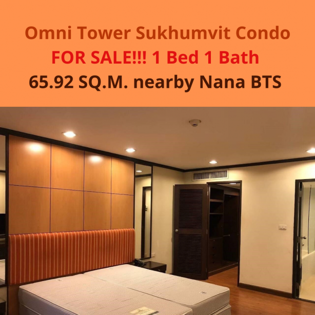 Omni Tower Sukhumvit Condo FOR SALE!!! 1 Bed 1 Bath 65.92 SQ.M. nearby Nana BTS