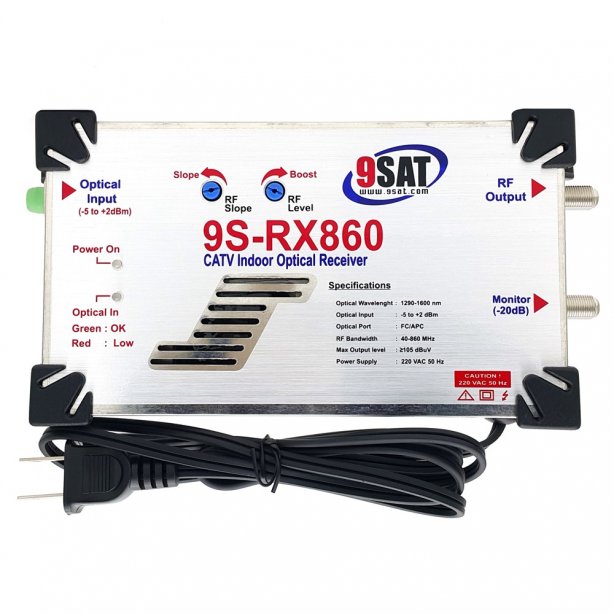 Optical Receiver 9SAT รุ่น RX860 (รับสัญญาณ RF และมีภาคขยายในตัว)
