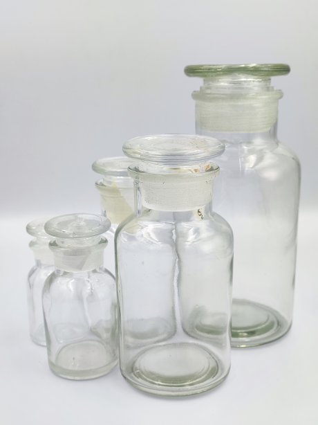 ขวดใส่สารสีขาวปากกว้าง Reagent Bottle Wide Mouth Glass Stopper