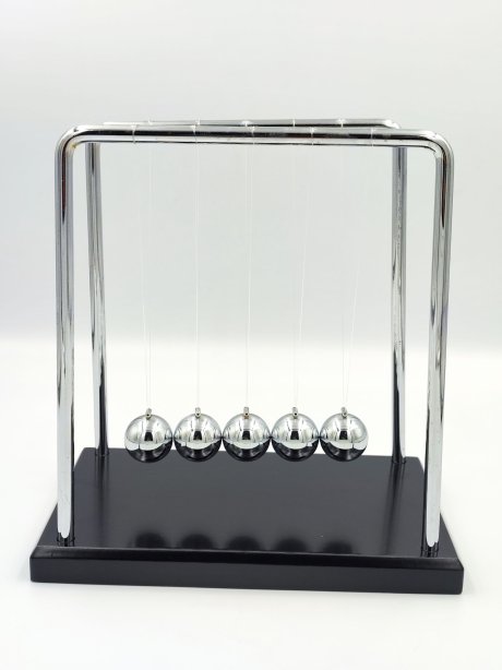 ชุดโมเมนตั้มโลหะ 5 ลูก (ฐานไม้สีดำ)